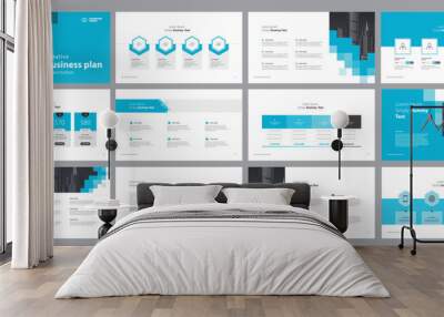 business presentation template design backgrounds and page layout design for brochure, book, magazine, annual report and company profile, with info graphic elements graph design concept Wall mural