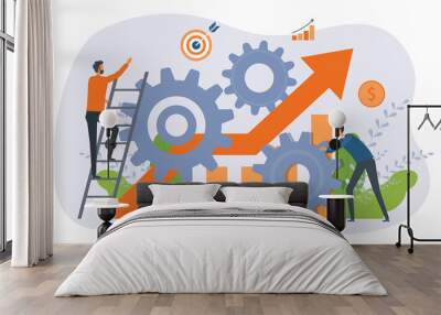 Business team process working management strategy for business marketing graph target. With People team working collaboration concept.

 Wall mural