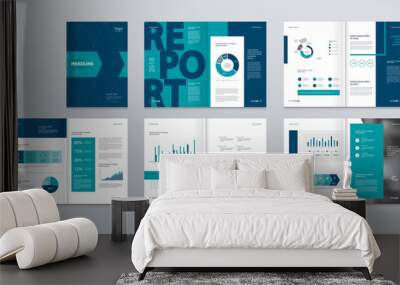 Design vector template layout for company profile ,annual report with cover, brochures, flyers, presentations, leaflet, magazine,book and  a4 size.  Wall mural