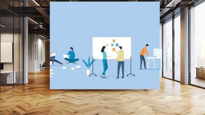 flat vector business team working  and project collaboration procss meeting concept Wall mural