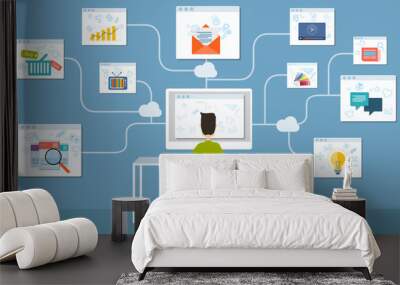 people  business working  internet online network  application Wall mural