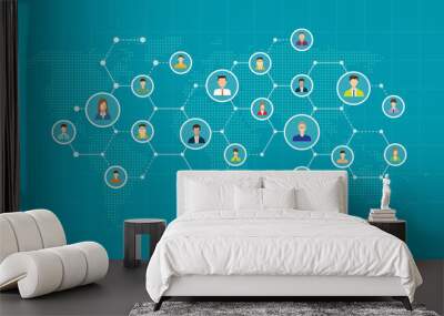 social network connection for online business background concept Wall mural