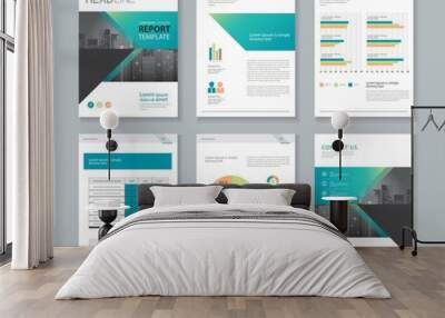 template design for company profile ,annual report , brochure , flyer  ,and page layout with business infographic element, A 4 size, vector editable Wall mural