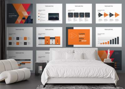 template presentation design and page layout design for brochure ,book , magazine,annual report and company profile , with info graphic elements  design Wall mural