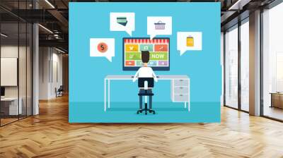 vector business online shopping and e-marketing Wall mural