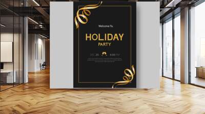 Vector illustration design for black gold holiday party and happy new year party invitation flyer and greeting card template Wall mural