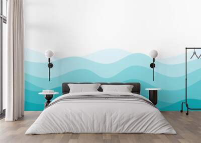 Background vector illustration of blue ocean wave layer Wall mural