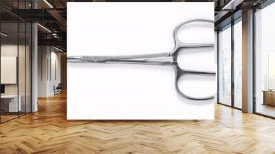 A Surgical scissors on isolate white background Wall mural