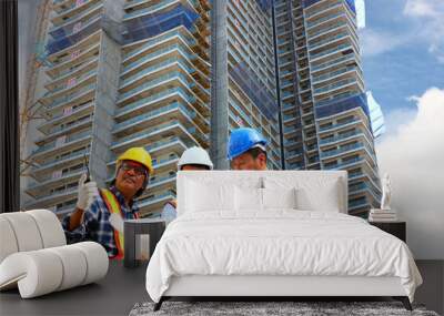 group of engineer in uniform  working  in construction site Wall mural