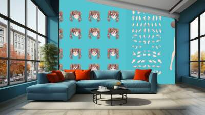 Anime manga girl cartoon characters for animation Wall mural