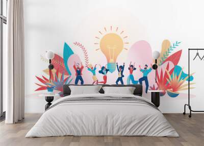 Business team jumping with happiness Metaphor idea Wall mural