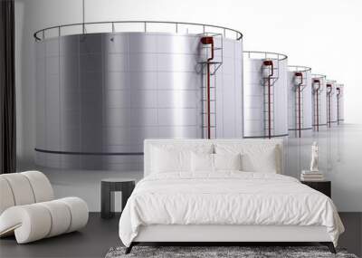 Oil storage tank on a white background Wall mural