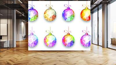 Glittering Colorful Christmas Balls Wall mural