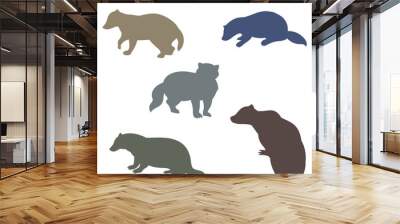 Honey Badger Colorful Icon Set Wall mural