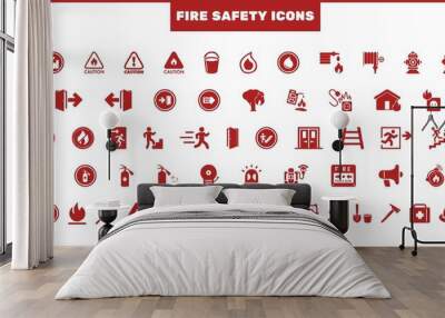 set of fire safety signs or icons. set of firefighting icons. collection of warning signs, danger, a Wall mural