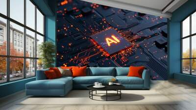 artificial intelligence computer chipset circuit concept Wall mural