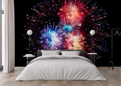 fire works in the sky with black background Wall mural