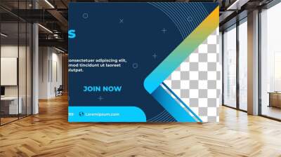 Business banner template design. Modern banner design with abstract blue shape and place for the photo. Usable for promotional, presentation, and announcement. Wall mural