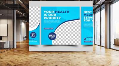 Health care social media post template design collection Wall mural