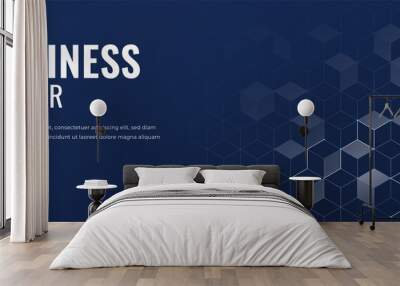 Horizontal business banner template with abstract hexagon line elements. Wall mural