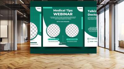 Medical Webinar  Social Media Post Template Design. Modern banner design with green and white color background. Usable for social media, card, signs,  flyers, and websites. Vector design isolated. Wall mural