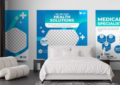 Modern health care and medical social media post template design collection Wall mural