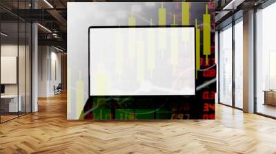 Abstract laptop business concept investment stock market. Wall mural