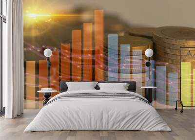 Abstract stacked coin ideas report investment and savings financial valuation. Wall mural