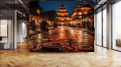 Diwali's radiant night: colors, traditions, lights. Celebrate Indian culture. Wall mural