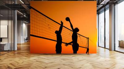 beach volleyball silhouette Wall mural