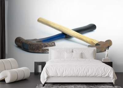 two old hammers isolated Wall mural