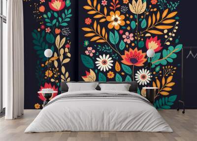 Flat folk floral vector background design Wall mural