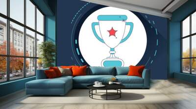 Achievement trophy with star for winning championship flat vector icon or illustration Wall mural