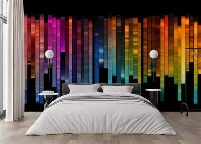 A spectral analysis of various materials, visualized as a luminescent barcode. Wall mural