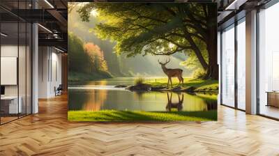 deer in the woods Generated Ai Wall mural