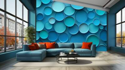 abstract blue background with circles Wall mural