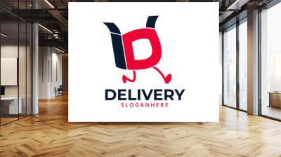 Delivery  Logo designs Template. Illustration vector graphic of  letter D and  box  logo design concept. Perfect for business logotype,Delivery service, Delivery express logo design.   Wall mural