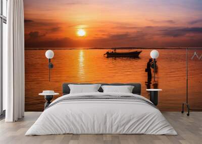 Sanur beach at Bali, Indonesia during sunrise Wall mural