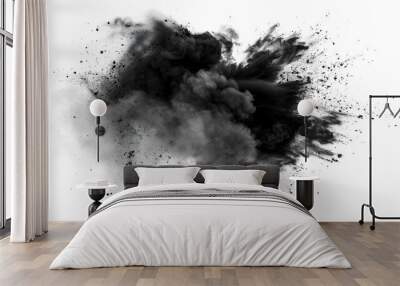 black fog or smoke isolated on transparent background Wall mural