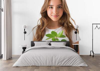 girl holding plant Wall mural