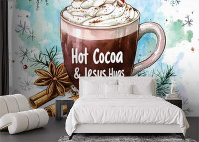 hot chocolate with cinnamon sticks Wall mural