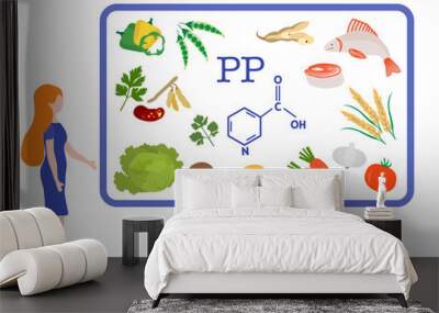 Woman Healthy lifestyle, proper nutrition Vitamin Wall mural