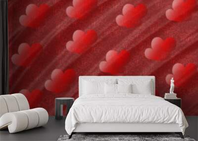 Festive background for Valentine's Day with two hearts Wall mural