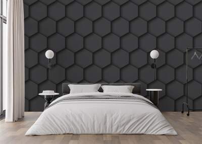 Abstract geometric hexagon black background. Black and white hexagon background.Seamless pattern with hexagons. Wall mural