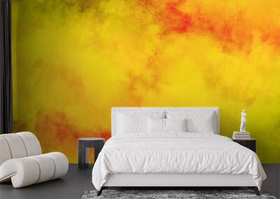 red and yellow background, abstract watercolor background with space. colorful sunrise or sunset colors in cloudy shapes. beautiful hues of yellow gold and pink in hand painted watercolor background Wall mural