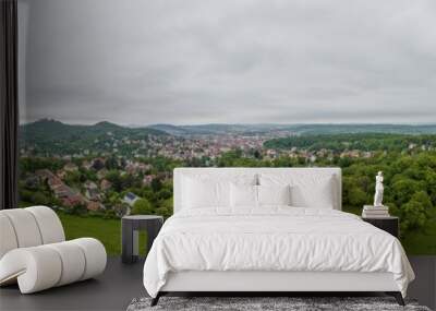 Drone panorama of thuringian city Eisenach with Wartburg castle during daytime Wall mural