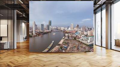 View over Bangkok with the Chao Phraya River Wall mural