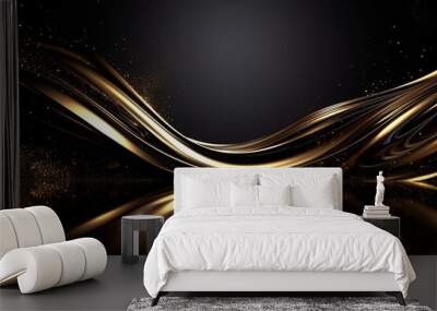 3D abstract wallpaper. Three-dimensional dark golden and black background. Black and gold background. golden wallpaper Wall mural