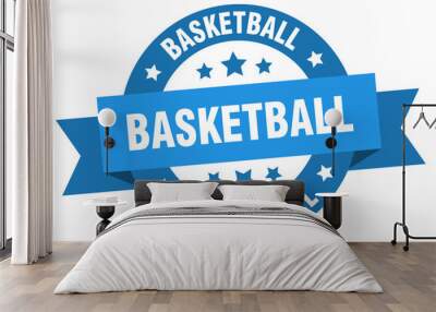 basketball ribbon. basketball round blue sign. basketball Wall mural