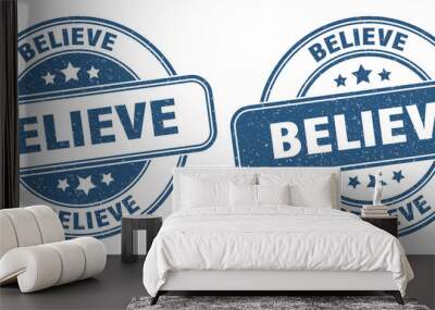 believe stamp. believe label. round grunge sign Wall mural